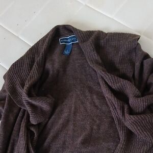 Karen Scott Chocolate Brown Open-Front Ribbed Cardigan